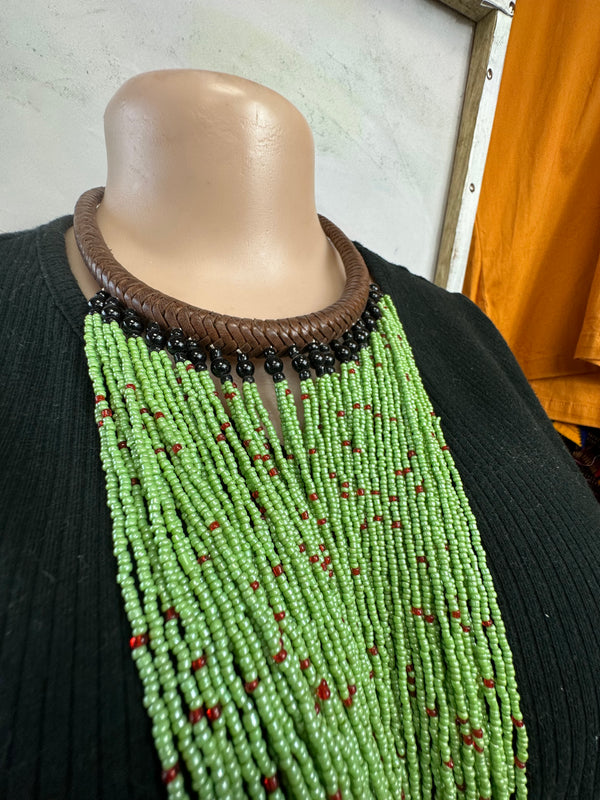 Masai Beaded Necklace (lime green)