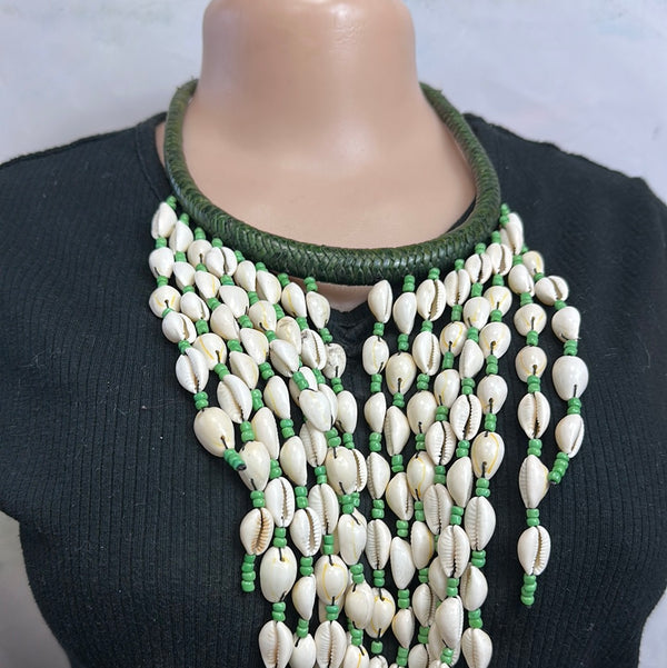 Cowrie Goddess Necklace (green)