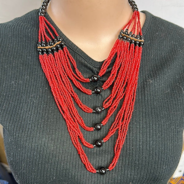 Queen Six layer Beaded Necklace 1(red)