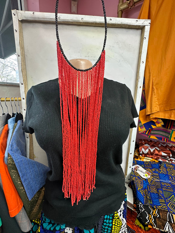 Masai Beaded Necklace (Ruby Red)