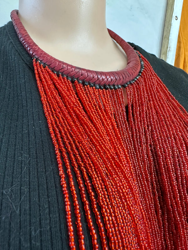 Masai Beaded Necklace (Goddess Red)