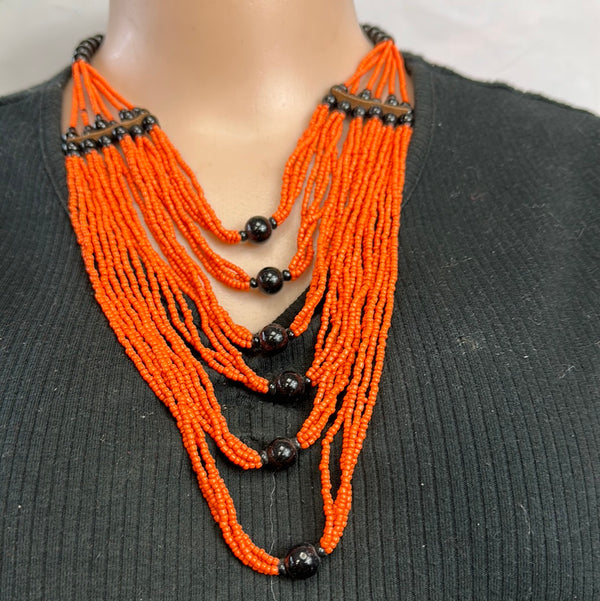 Queen Six layer Beaded Necklace 6(orange)