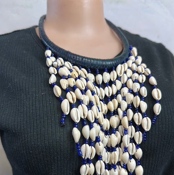 Cowrie Goddess Necklace (blue)