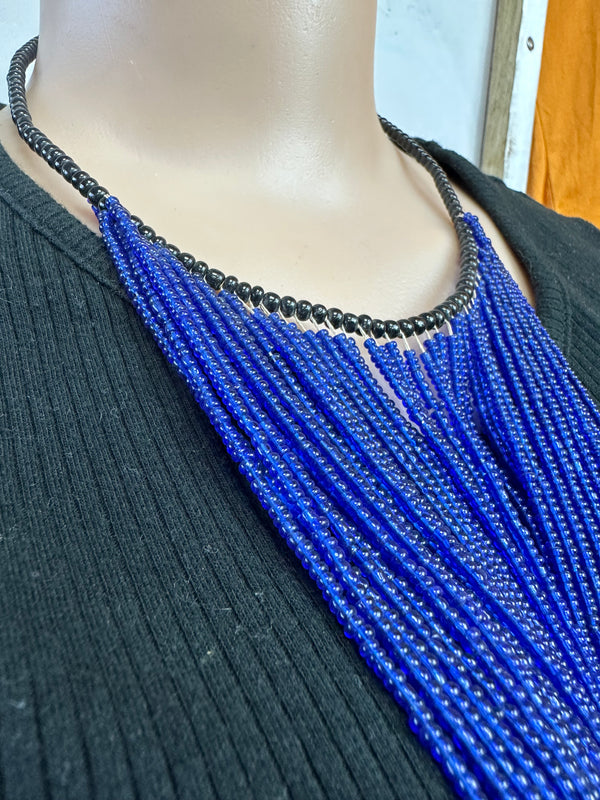 Masai Beaded Necklace (Dark Blue)