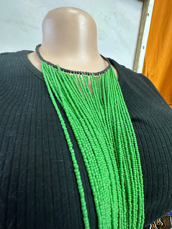 Masai Beaded Necklace (goddess green)