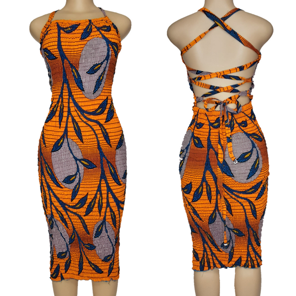 Imani Backless Mini Dress (Orange)