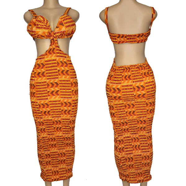 Nia Cutout Dress (Orange)