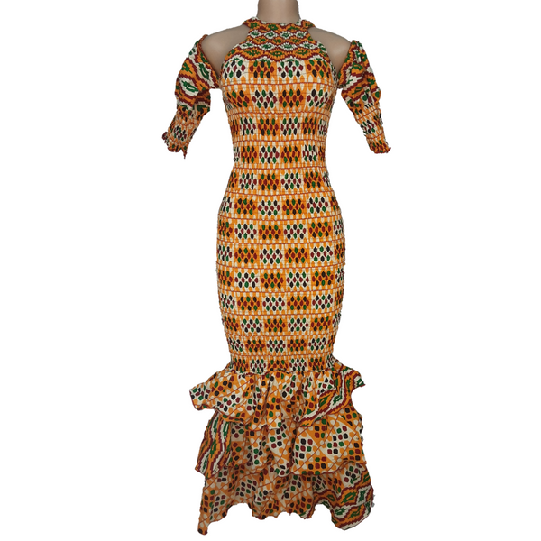 Amadi Long Dress (Gold/Green)