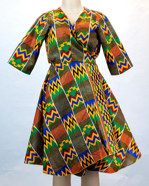 Wrap Dress (KENTE MID-SLEEVE)